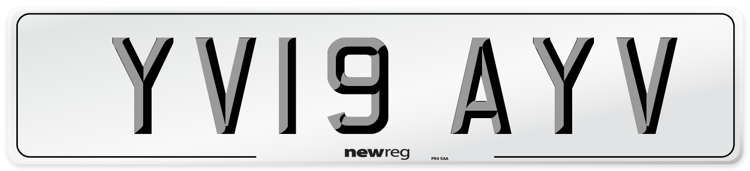 YV19 AYV Number Plate from New Reg